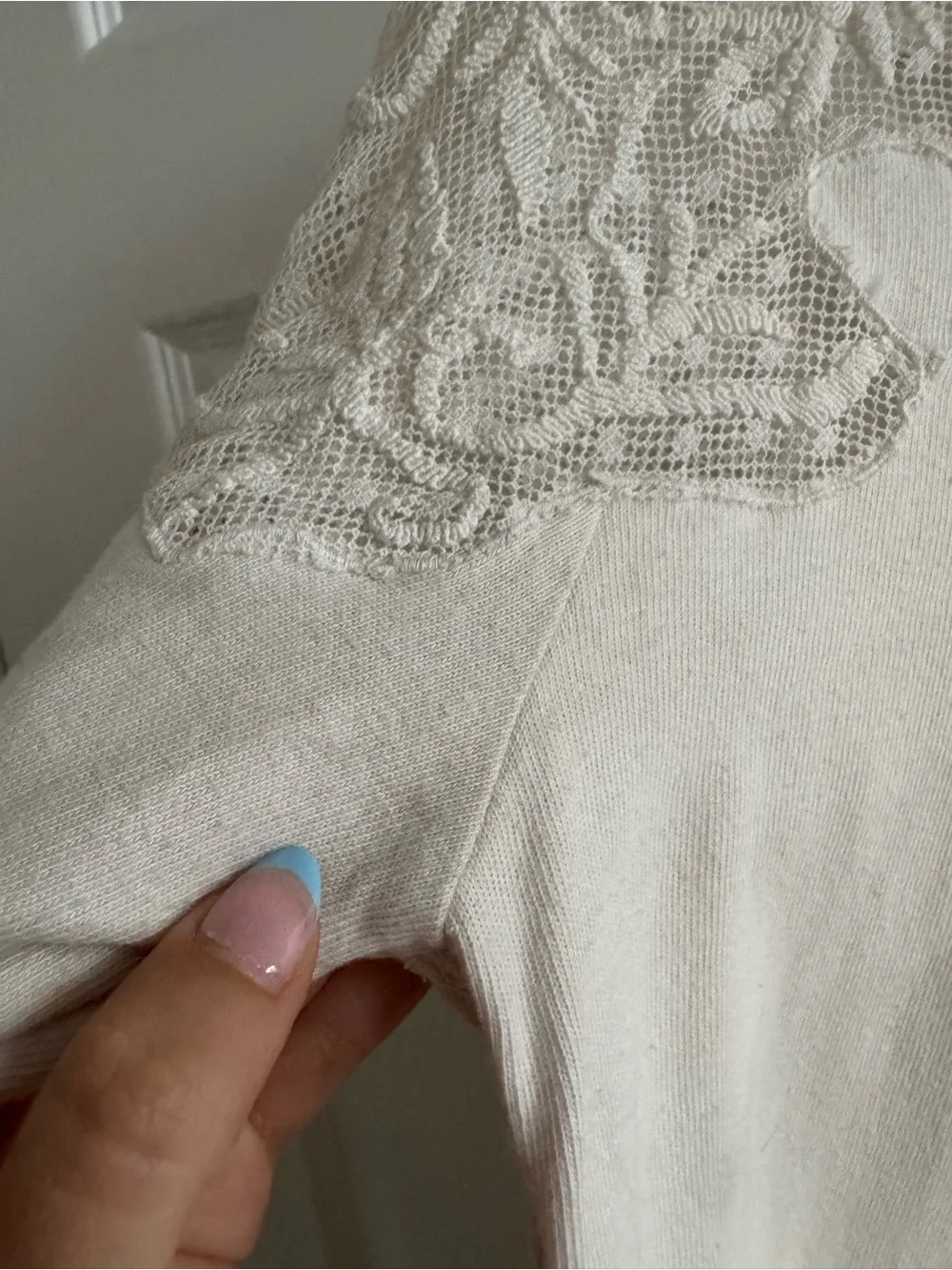 FREE PEOPLE Outer Sunset Ivory Lace Jersey Top S